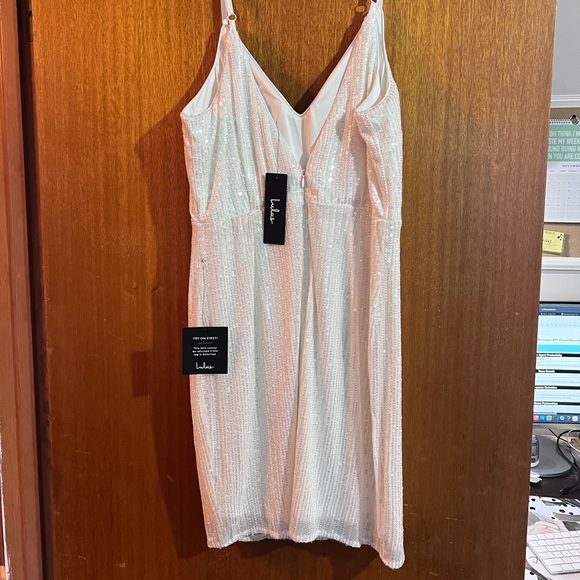 Lulus White sequin Mini Dress // Large - Picture 3 of 3